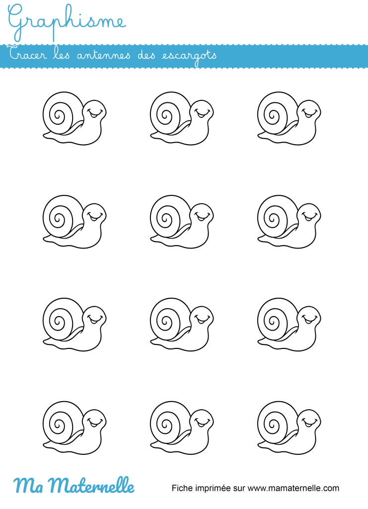 Petite section - Graphisme : tracer les antennes des escargots