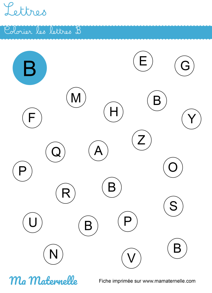 Petite section - Lettres : colorier les lettres B