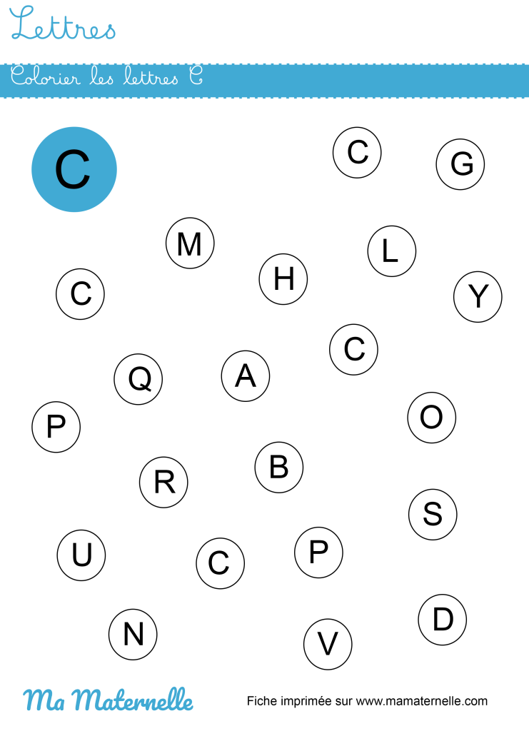 Petite section - Lettres : colorier les lettres C