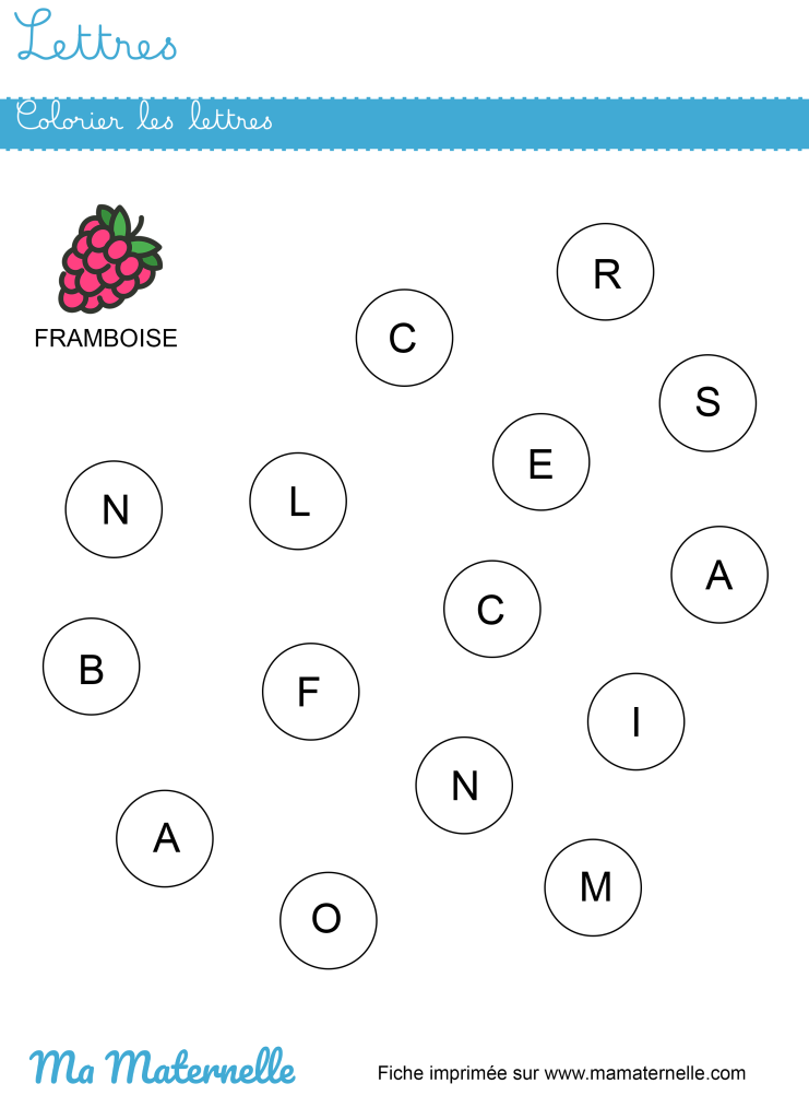 Petite section - Lettres : colorier les lettres