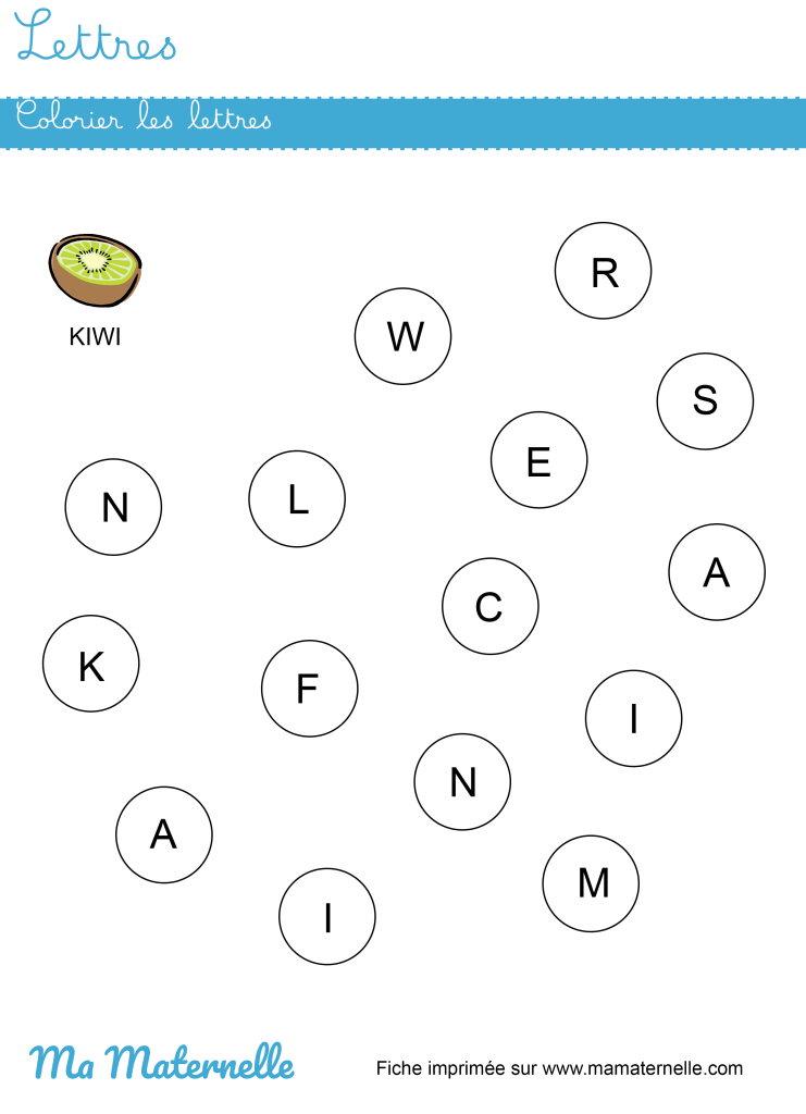 Petite section - Lettres : colorier les lettres