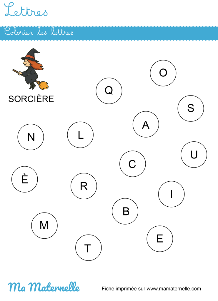 Petite section - Lettres : colorier les lettres