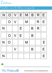 Grande section - Lettres : fiche complète sur le jour