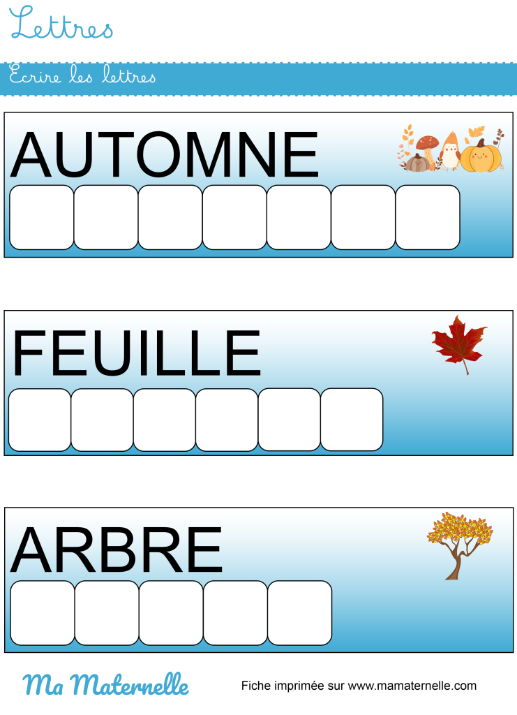 Moyenne section - Lettres : écrire les lettres