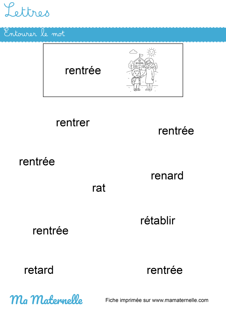 Grande section - Lettres : entourer le mot