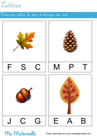 Grande section - Lettres : relier les images aux voyelles selon le son entendu