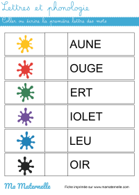 Grande section - Lettres et phonologie : coller ou écrire la première lettre des mots