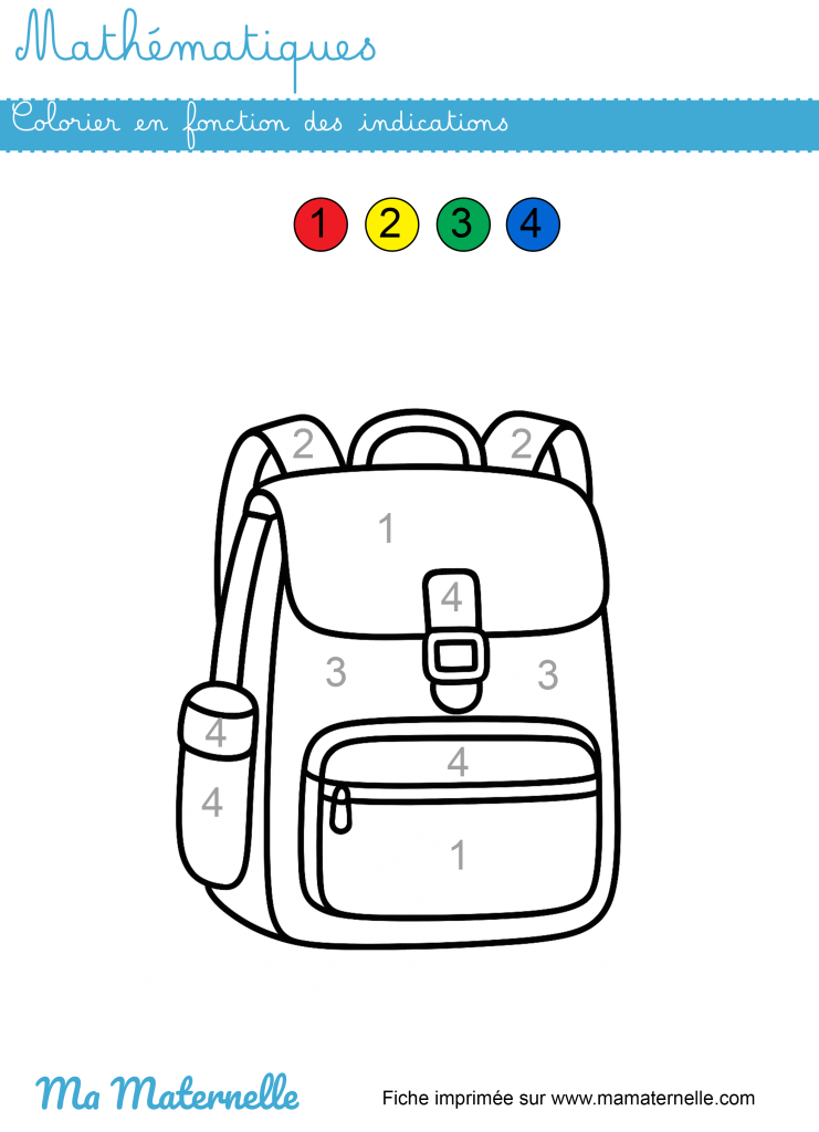 Moyenne section - Mathématiques : colorier en fonction des indications
