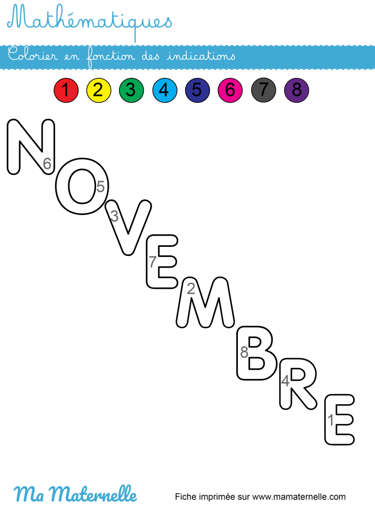 Grande section - Mathématiques : colorier en fonction des indications