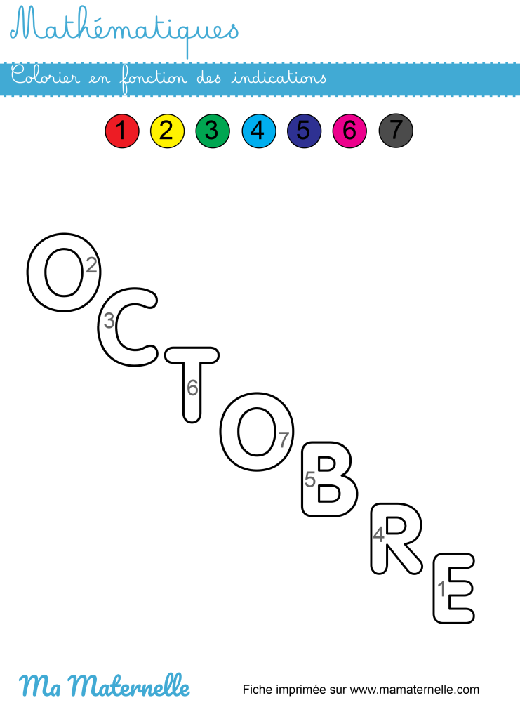 Grande section - Mathématiques : colorier en fonction des indications