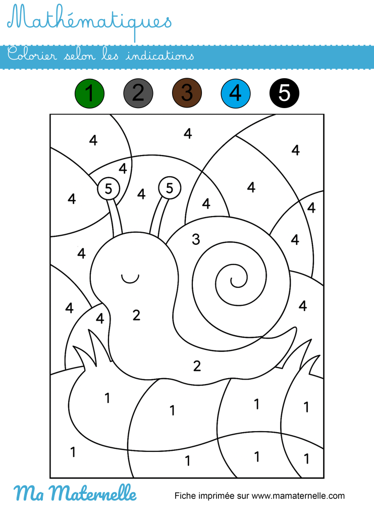 Moyenne section - Mathématiques : colorier selon les indications