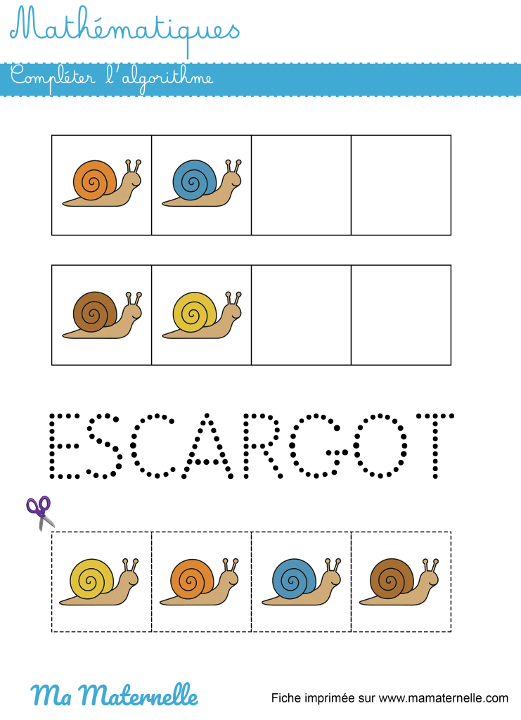 Moyenne section - Mathématiques : compléter l’algorithme