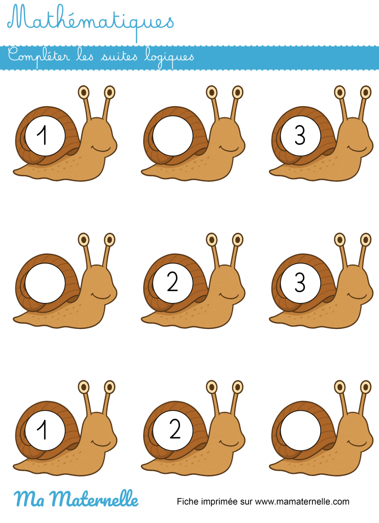 Petite section - Mathématiques : compléter les suites logiques