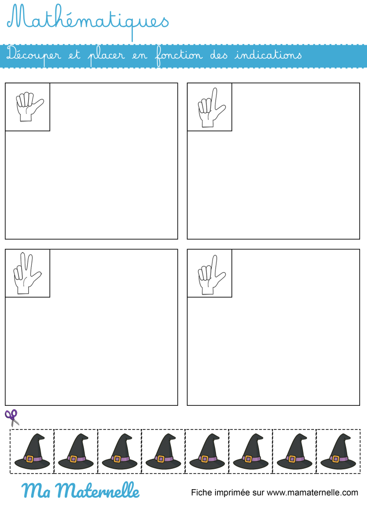 Petite section - Mathématiques : découper et placer en fonction des indications