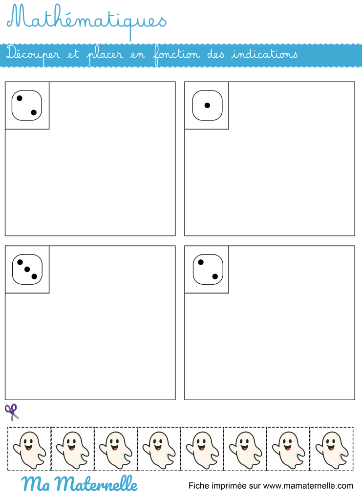 Petite section - Mathématiques : découper et placer en fonction des indications