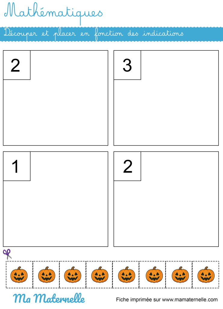 Petite section - Mathématiques : découper et placer en fonction des indications