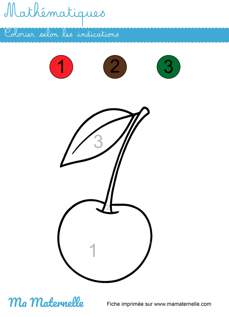 Petite section - Mathématiques : colorier selon les indications.