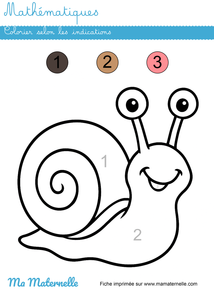 Moyenne section - Mathématiques : colorier selon les indications
