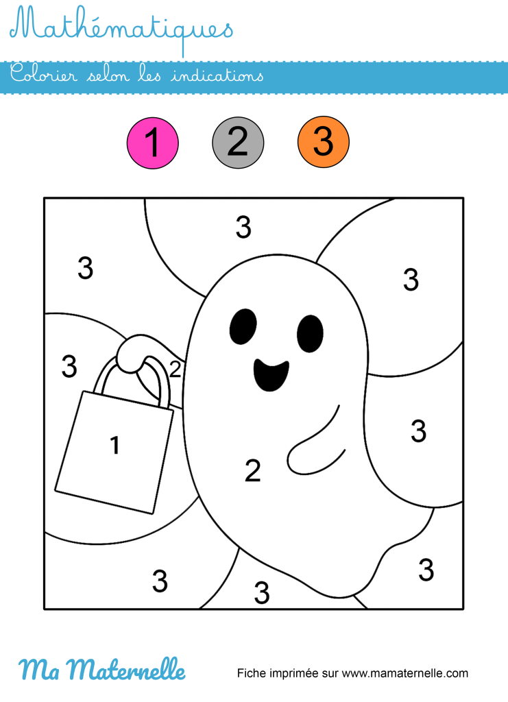 Moyenne section - Mathématiques : colorier selon les indications