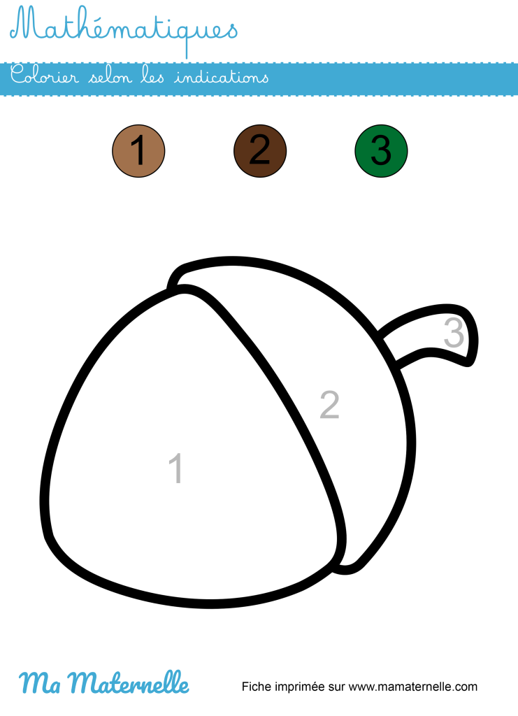 Petite section - Mathématiques : colorier selon les indications.