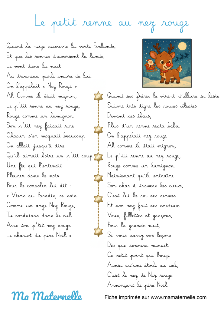 Activités - Chanson : Le petit renne au nez rouge