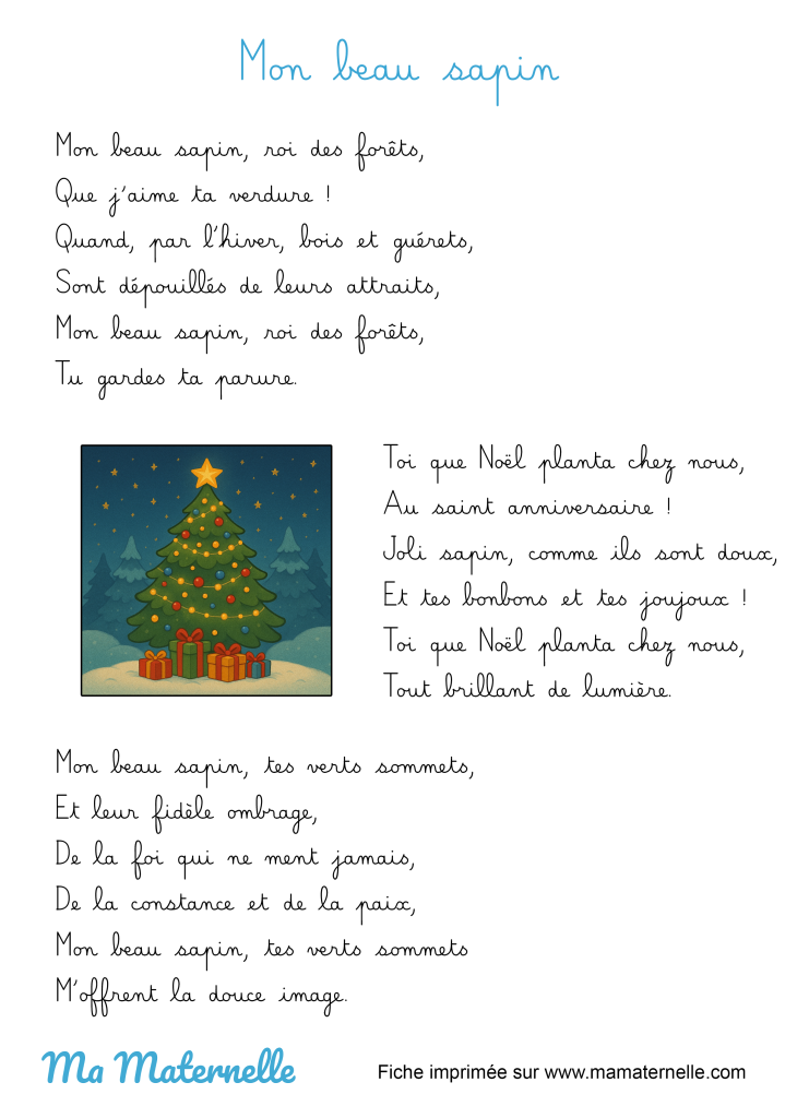 Activités - Chanson : Mon beau sapin