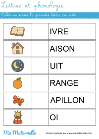 Grande section - Lettres et phonologie : coller ou écrire la première lettre des mots