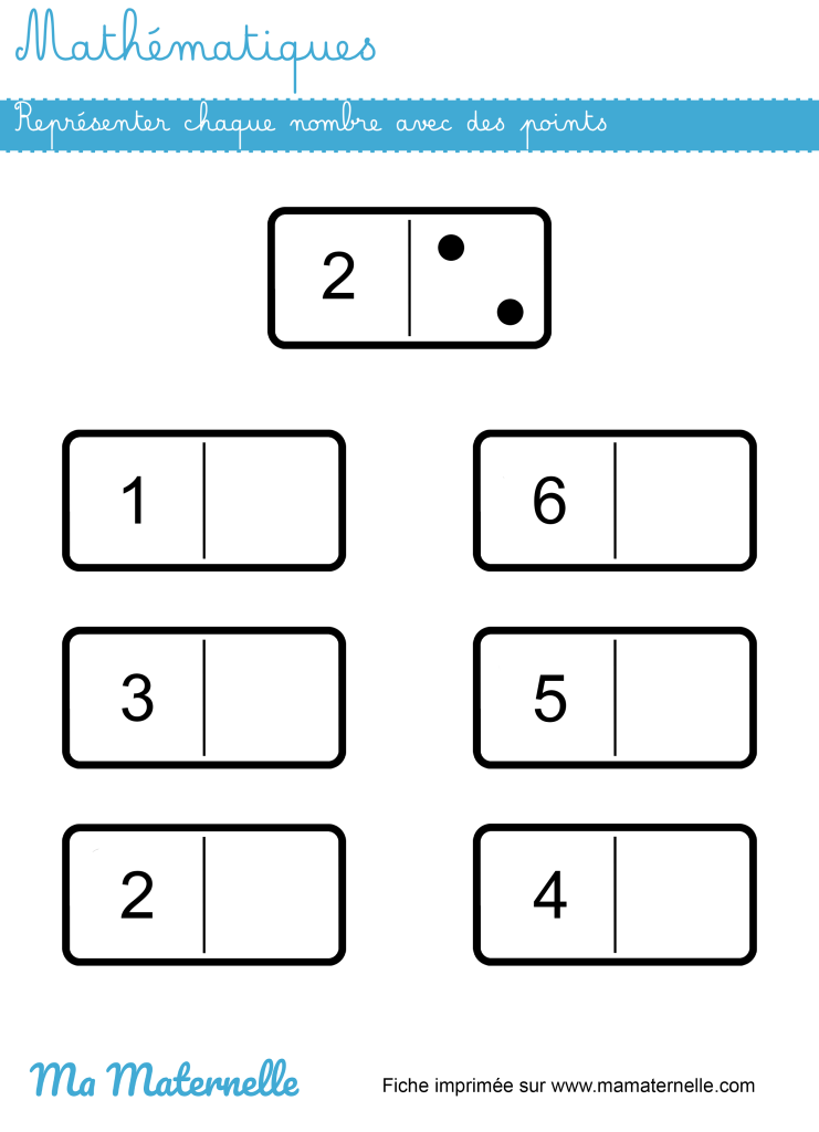 Grande section - Mathématiques : représenter chaque nombre avec des points