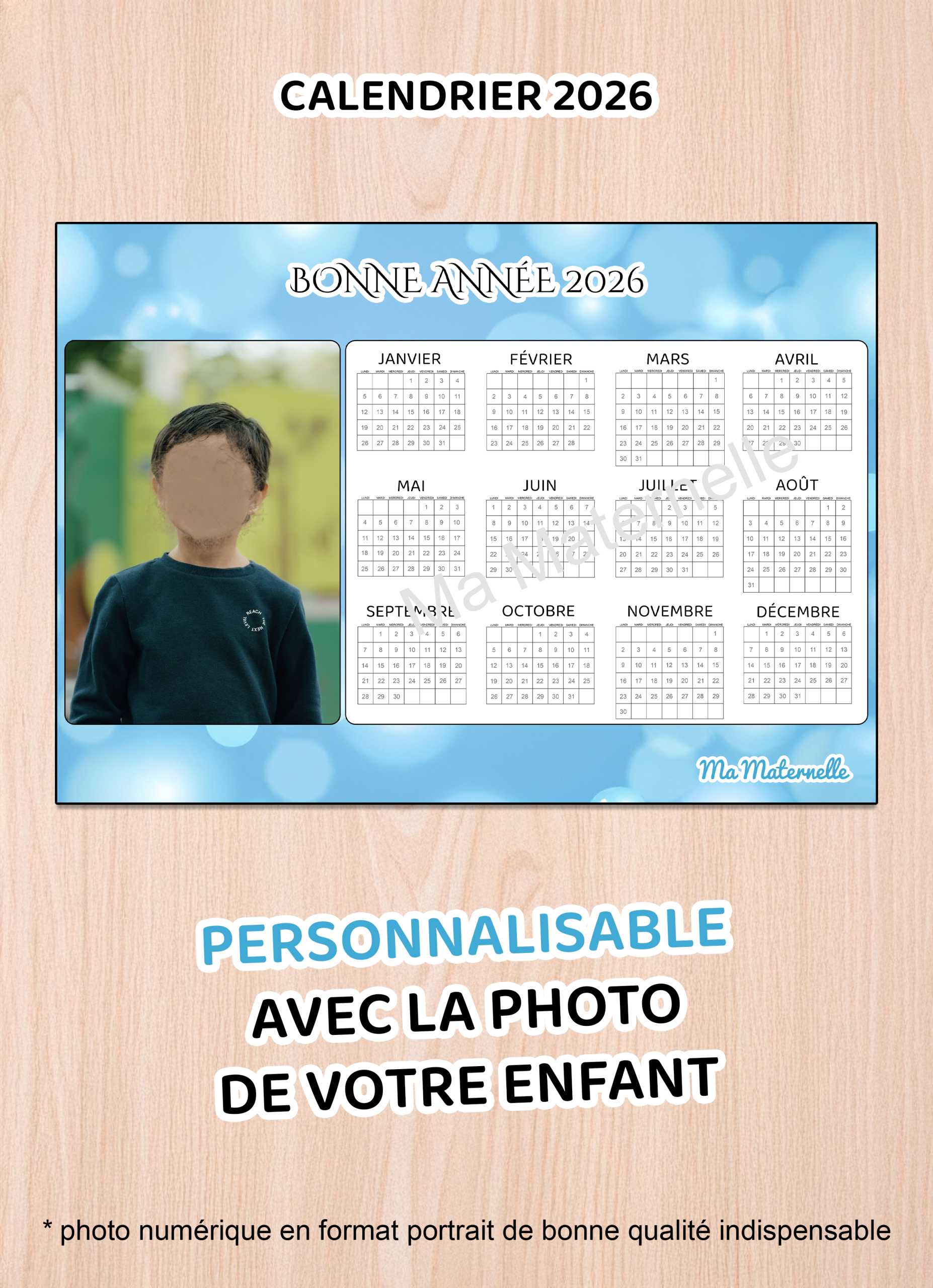 Calendrier 2026 personnalisé