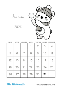 Activités - Calendrier Janvier 2026
