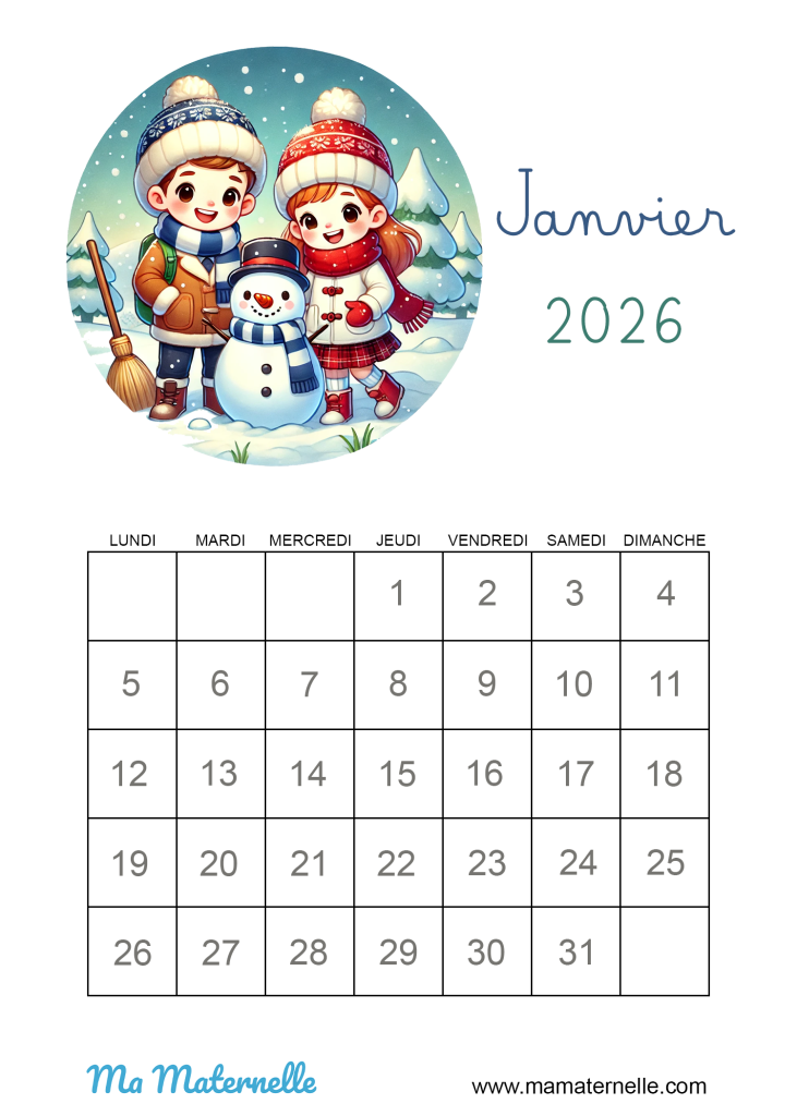 Activités - Calendrier Janvier 2026