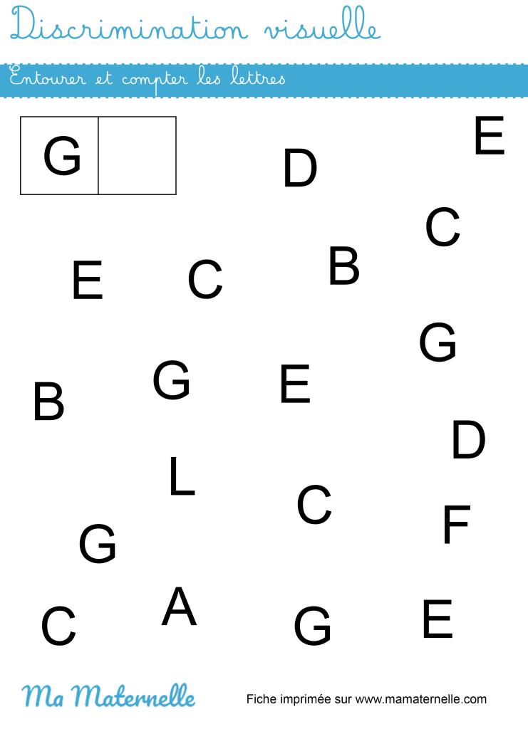 Moyenne section - Discrimination visuelle : entourer et compter les lettres