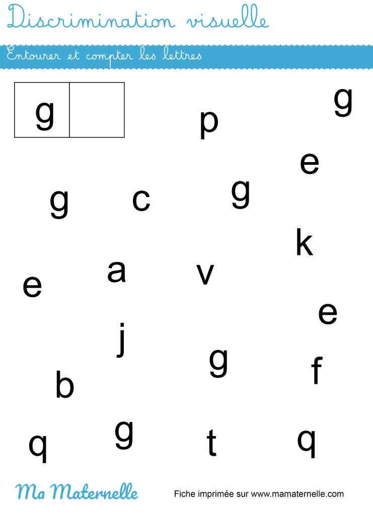Moyenne section - Discrimination visuelle : entourer et compter les lettres