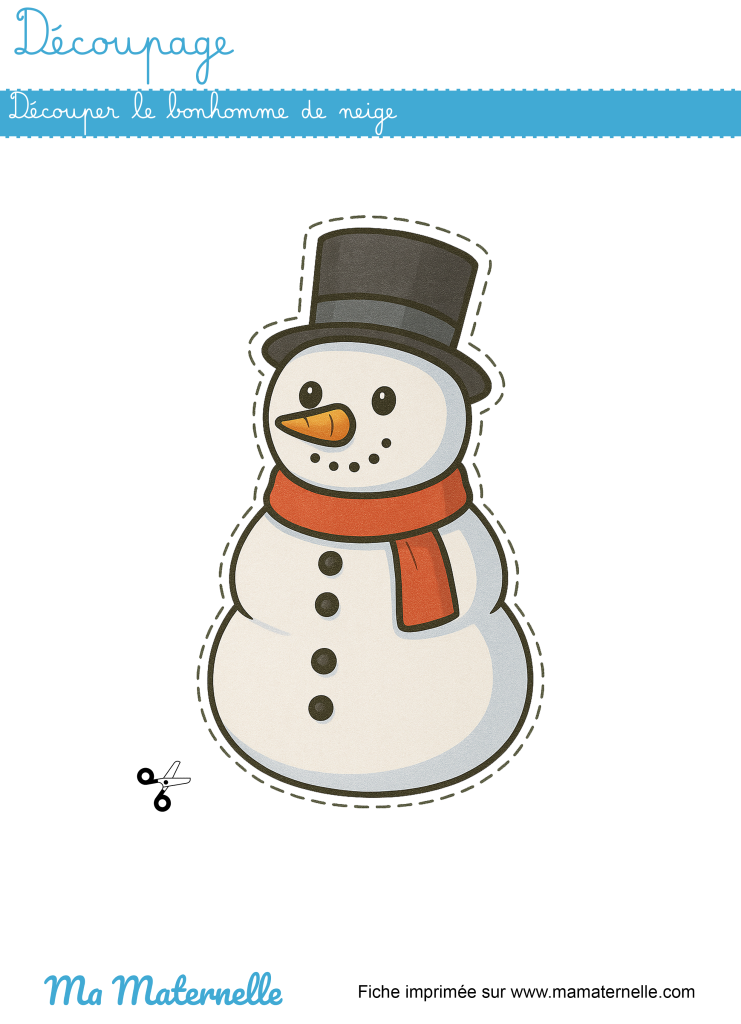 Grande section - Découpage : découper le bonhomme de neige