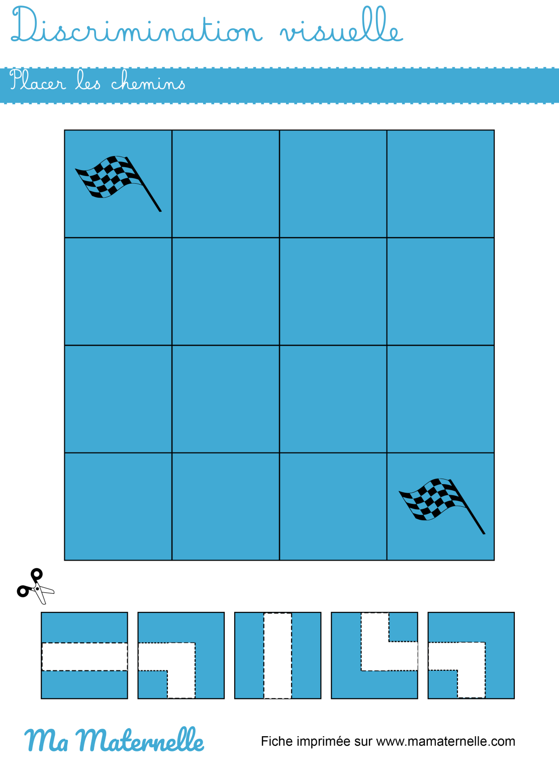 Discrimination visuelle : placer les chemins - Ma Maternelle