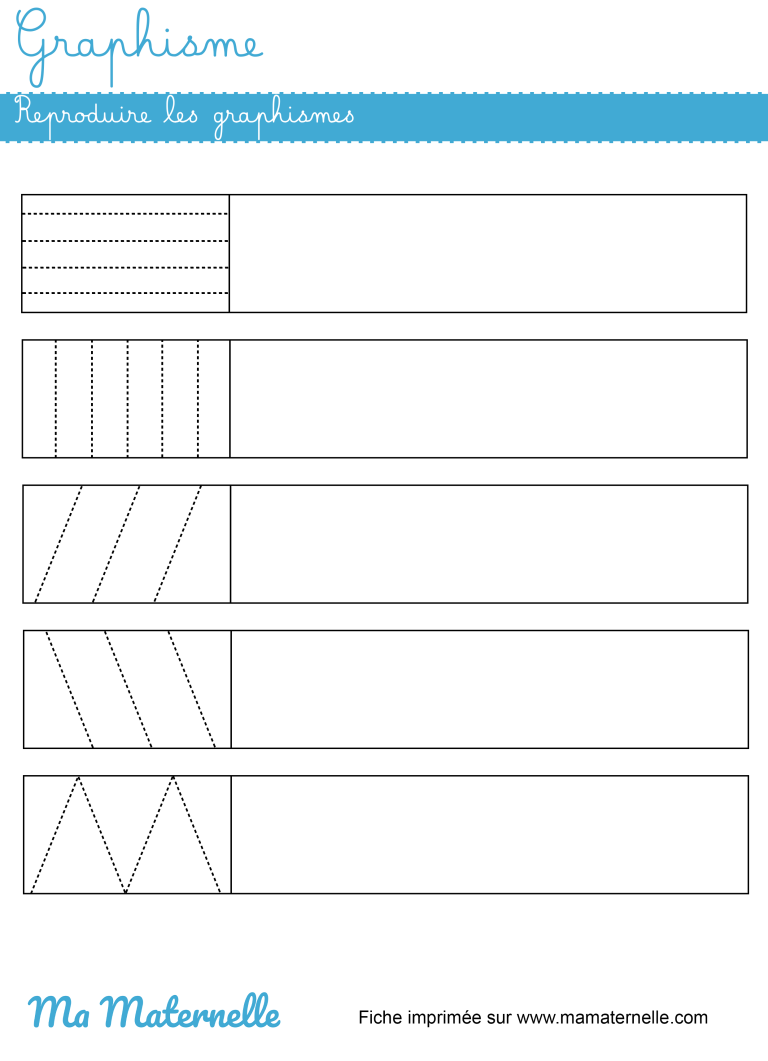 Graphisme : reproduire les graphismes - Ma Maternelle