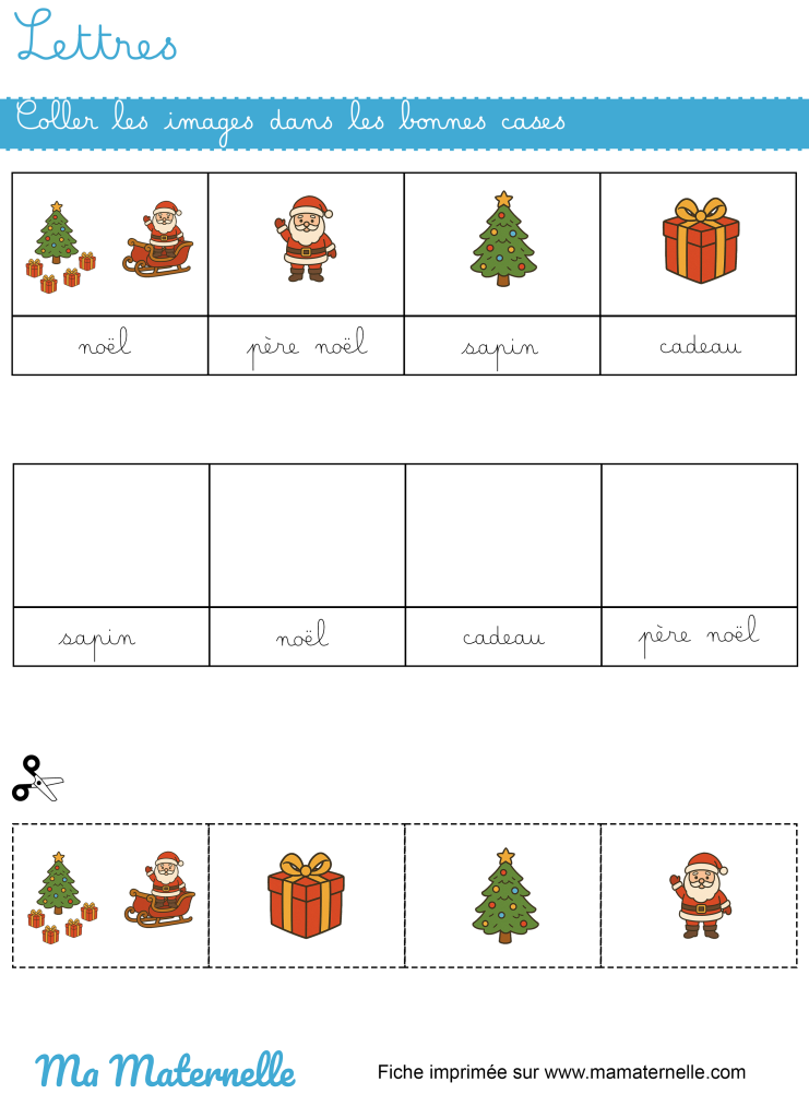 Grande section - Lettres : coller les images dans les bonnes cases