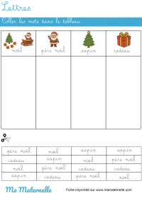 Moyenne section - Lettres : coller les images dans les bonnes cases