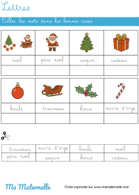 Grande section - Lettres : coller les mots dans le tableau