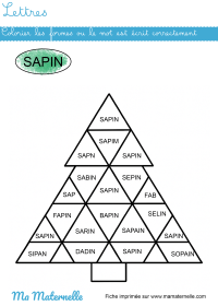 Grande section - Lettres : colorier les formes où le mot est écrit