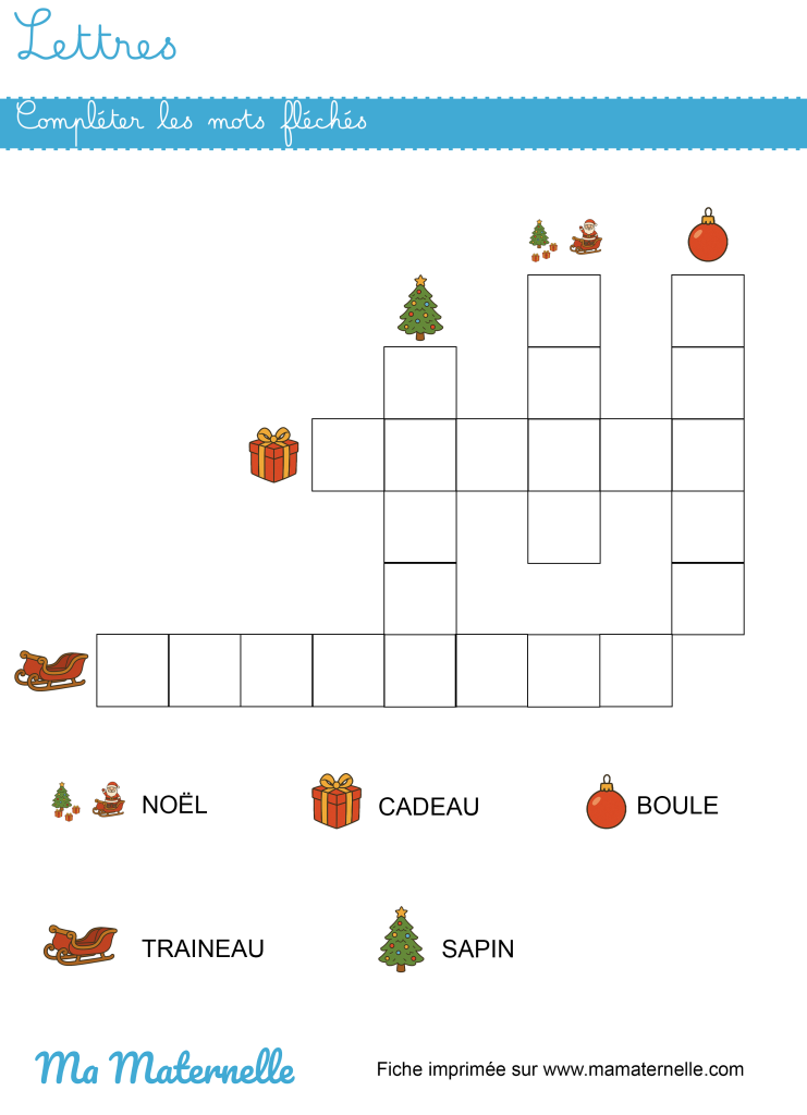Grande section - Lettres : mots fléchés