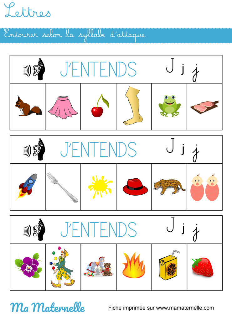 Grande section - Lettres : entourer selon la syllabe d’attaque