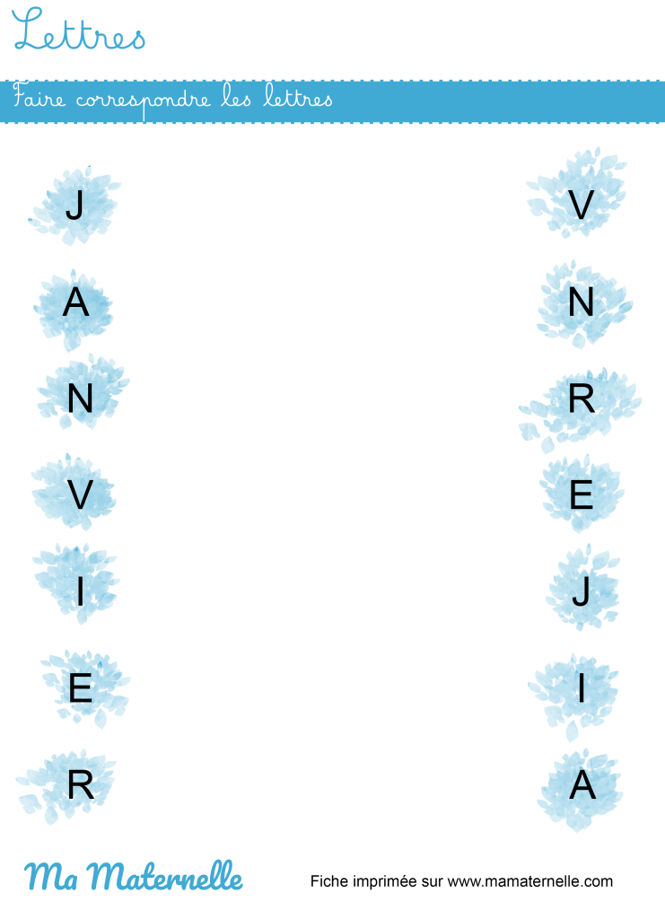 Moyenne section - Lettres : faire correspondre les lettres