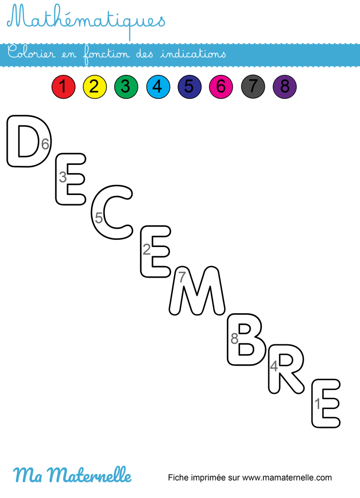 Moyenne section - Mathématiques : colorier en fonction des indications
