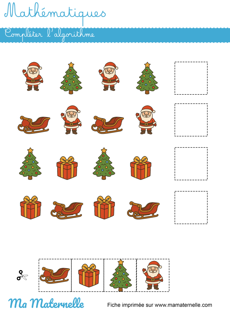 Moyenne section - Mathématiques : compléter l’algorithme