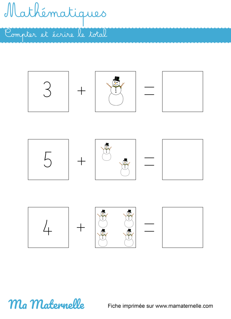 Grande section - Mathématiques : compter et écrire le total