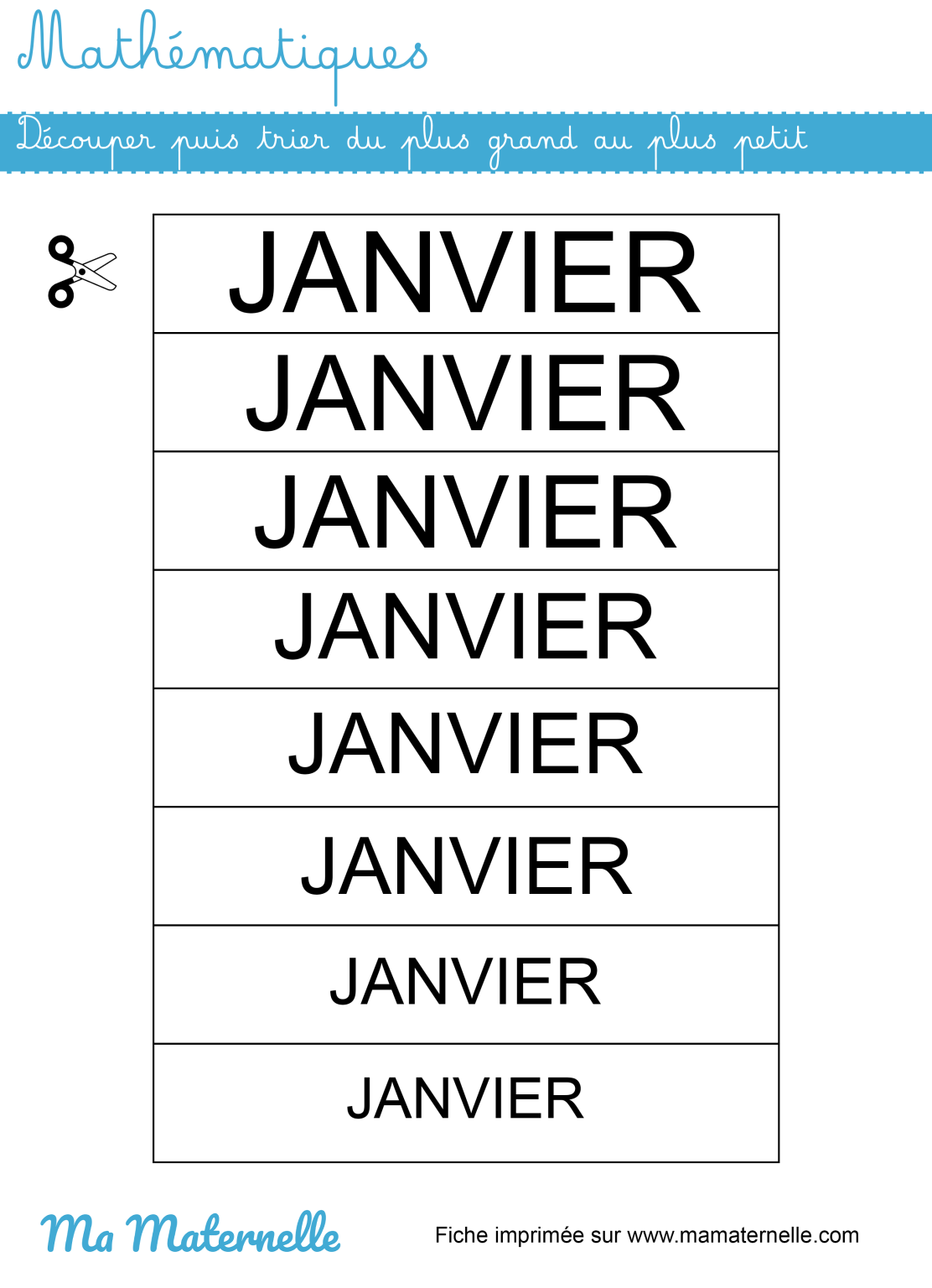 Mathématiques : trier du plus grand au plus petit - Ma Maternelle