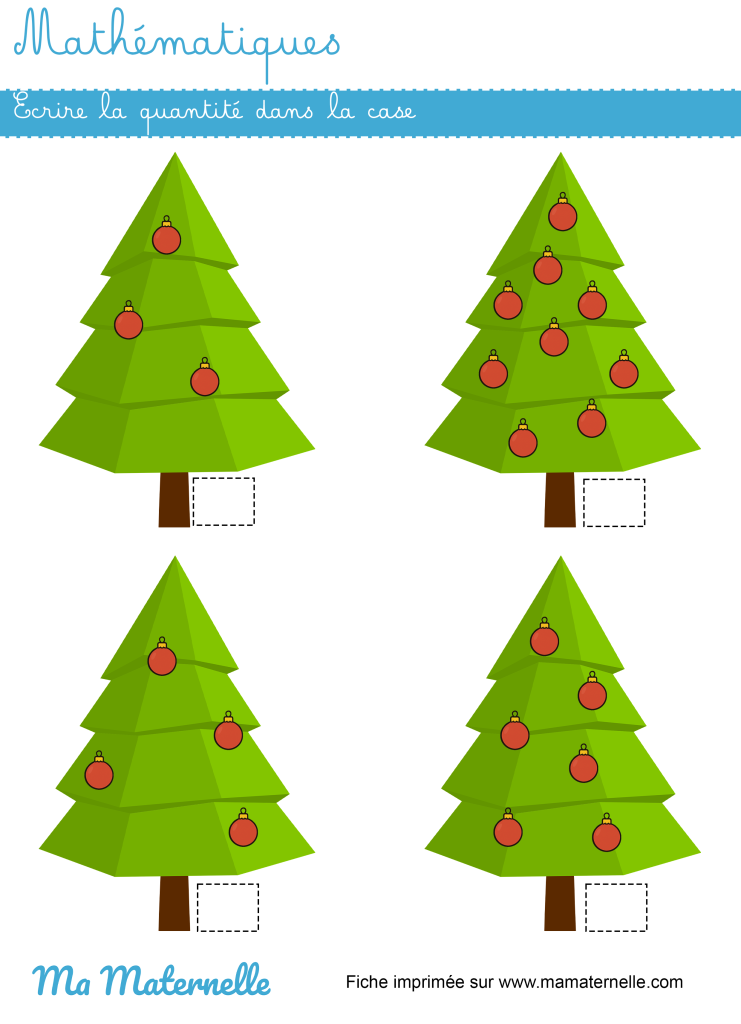 Grande section - Mathématiques : écrire la quantité dans la case