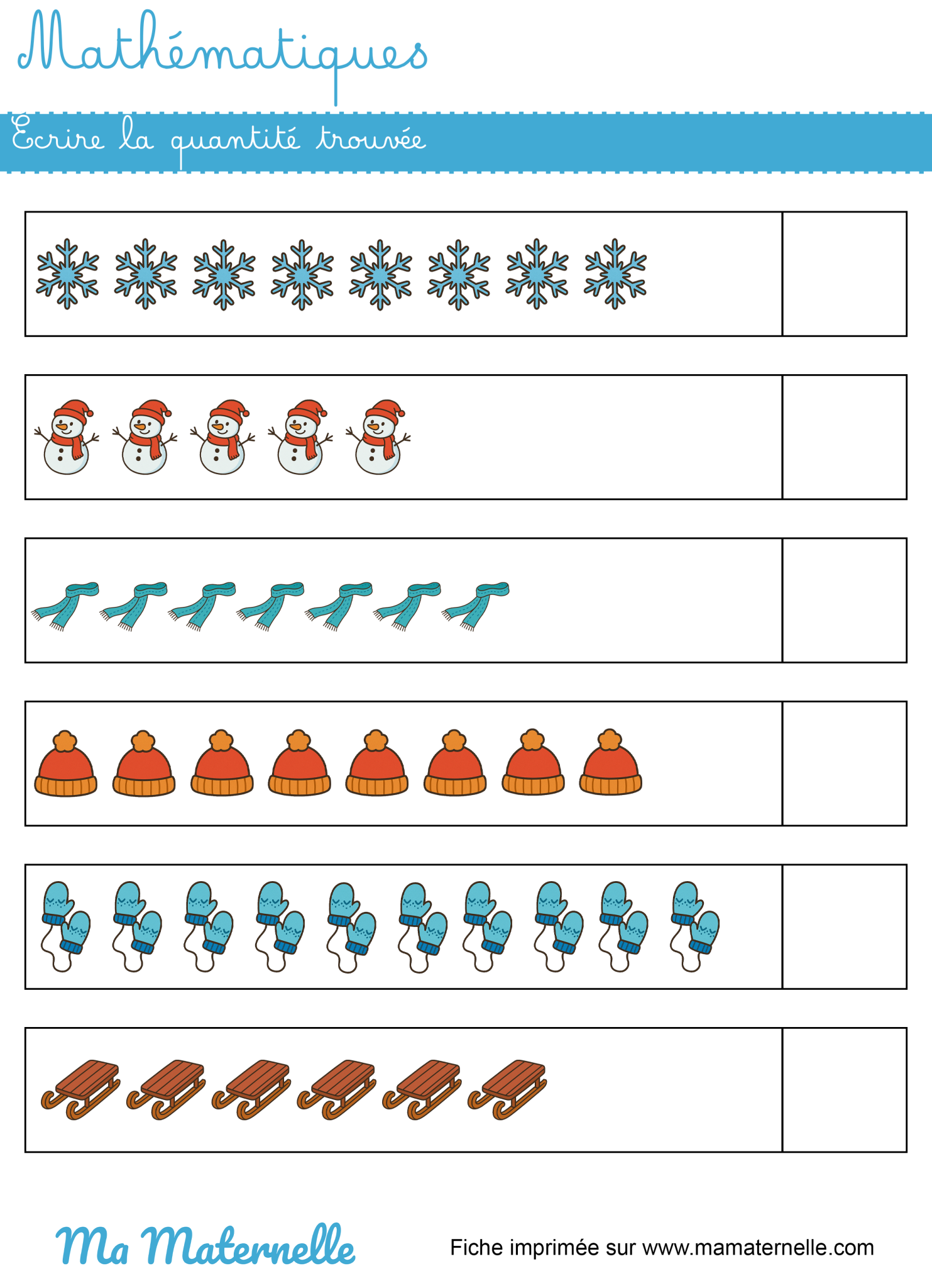 Mathématiques : écrire la quantité trouvée - Ma Maternelle