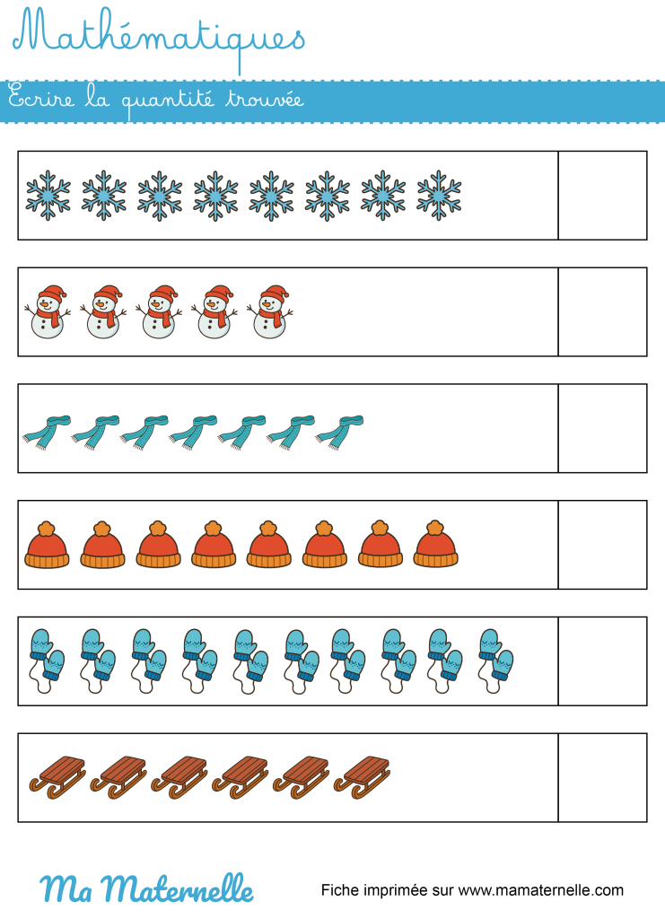 Grande section - Mathématiques : écrire la quantité trouvée